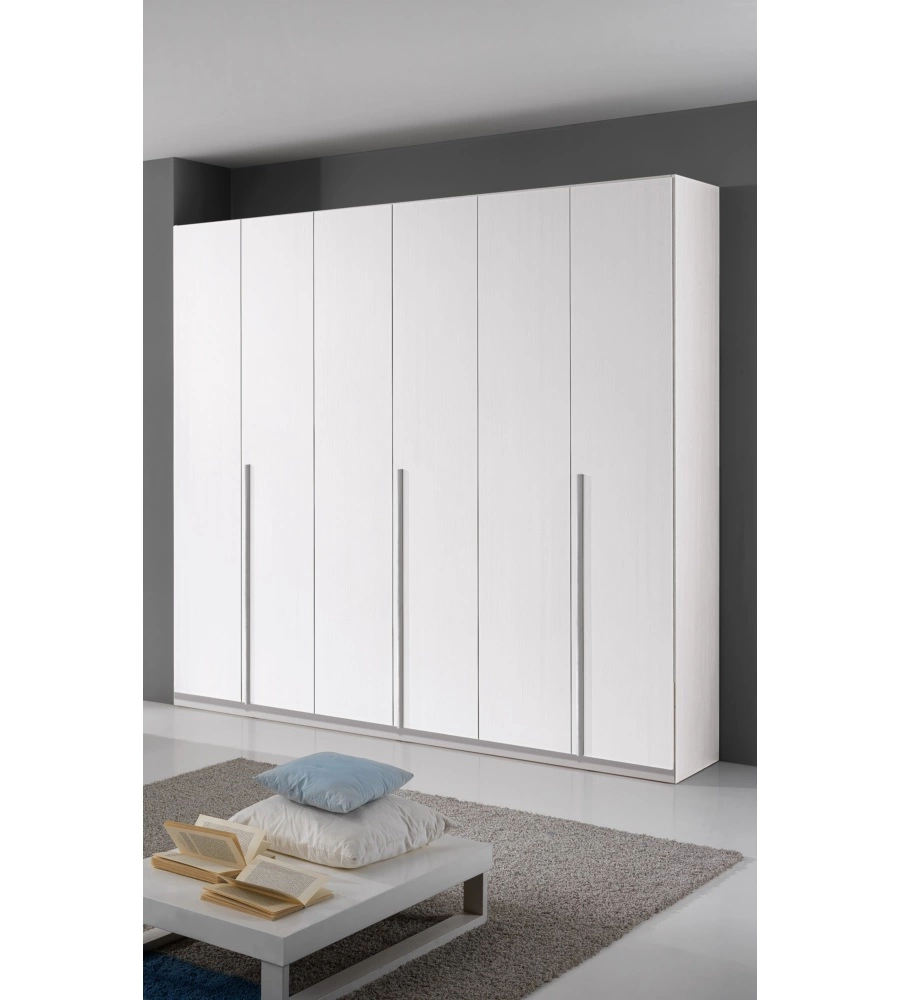 Armadio 6 ante "giotto" bianco graffiato 258x54x240 cm